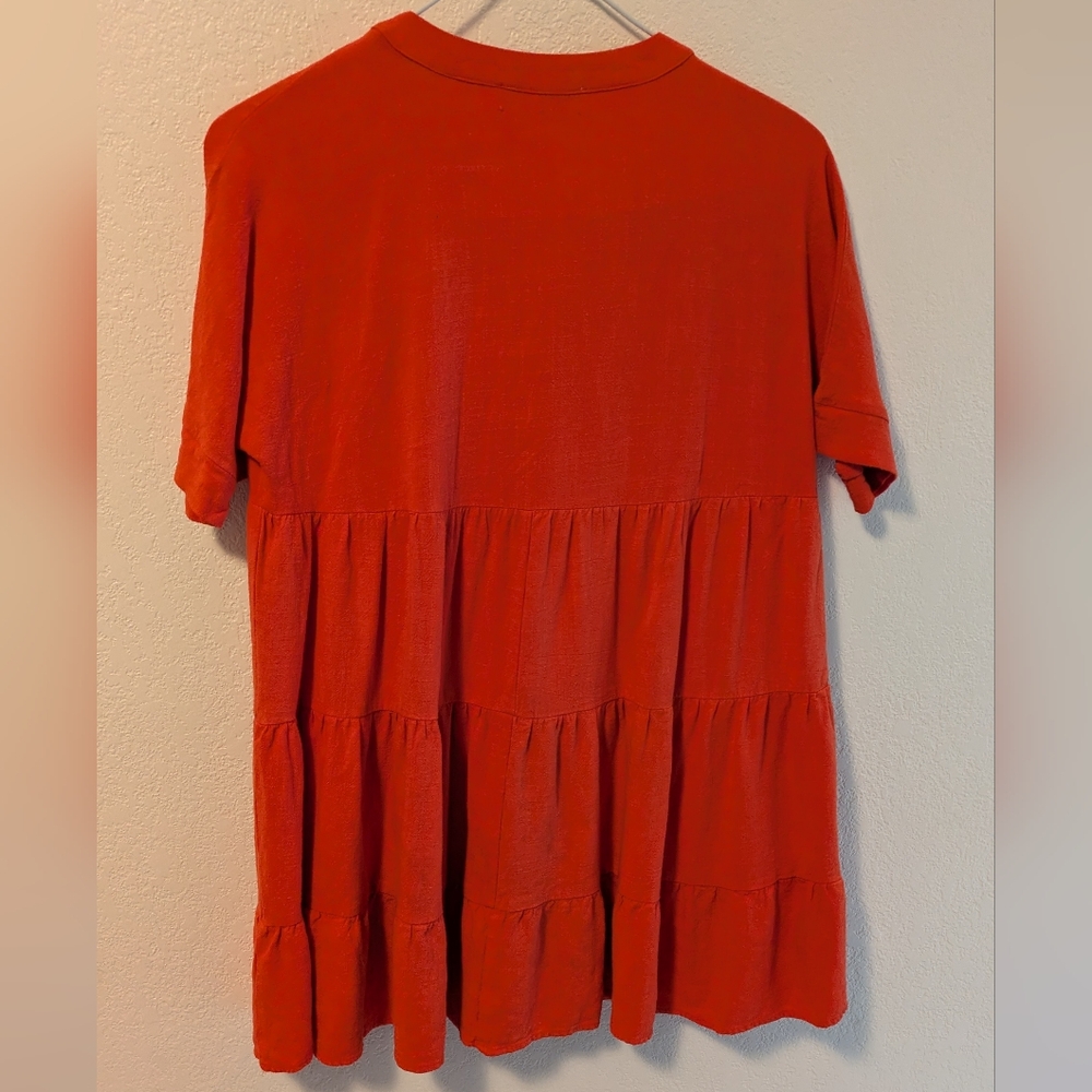 Brass & Roe Red Tiered Mini Dress - Picture 2 of 4